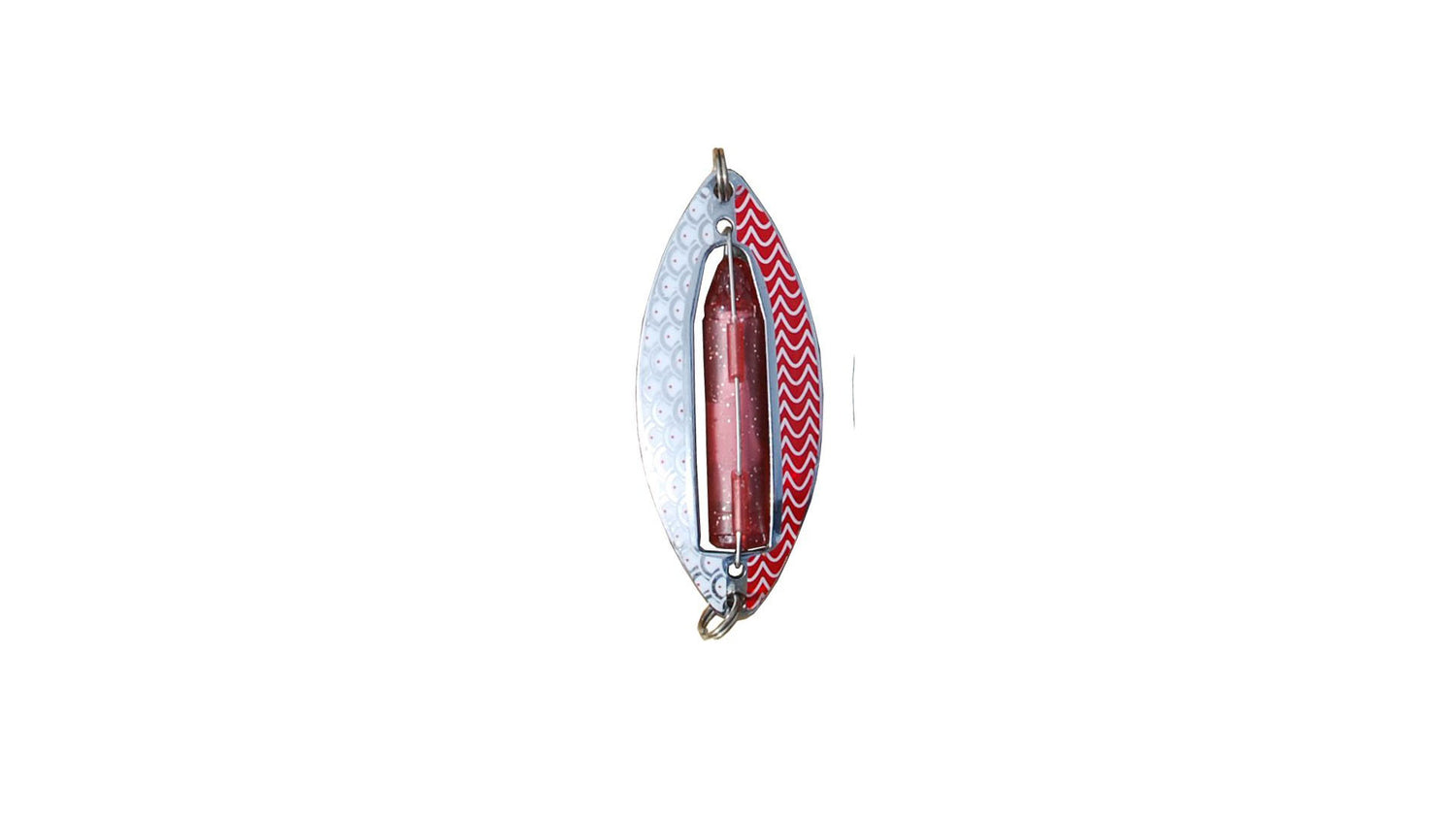 Rödingblänke Muskus SILVER/RÖD/VIT / 81 MM