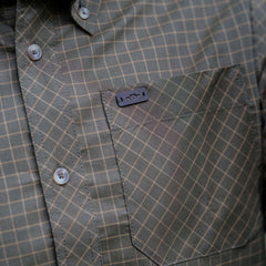 Men's Stretch Shirt Serge OLIVE/GREY CHECKED / M