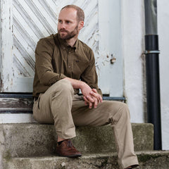 Men's Stretch Shirt Serge OLIVE/GREY CHECKED / M