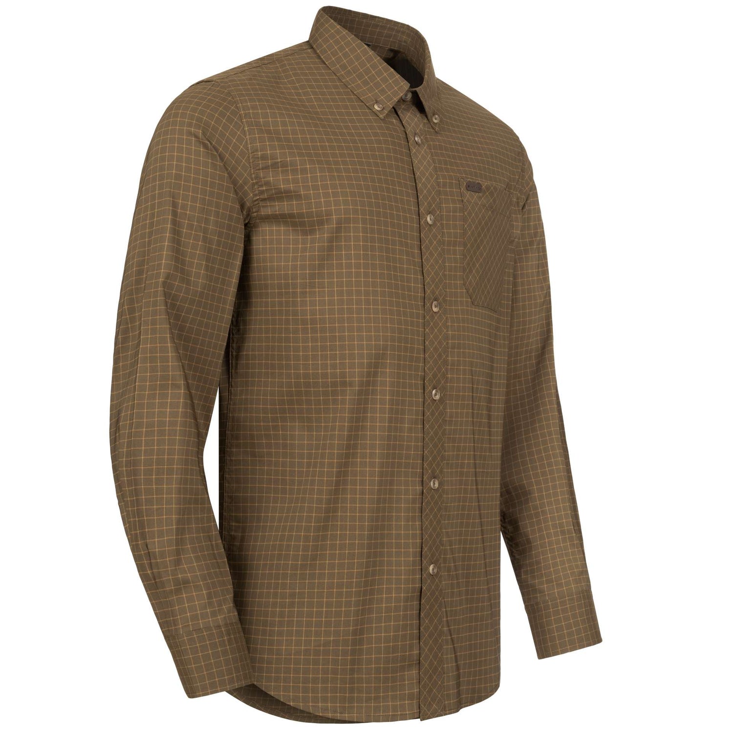 Men's Stretch Shirt Serge OLIVE/GREY CHECKED / XL