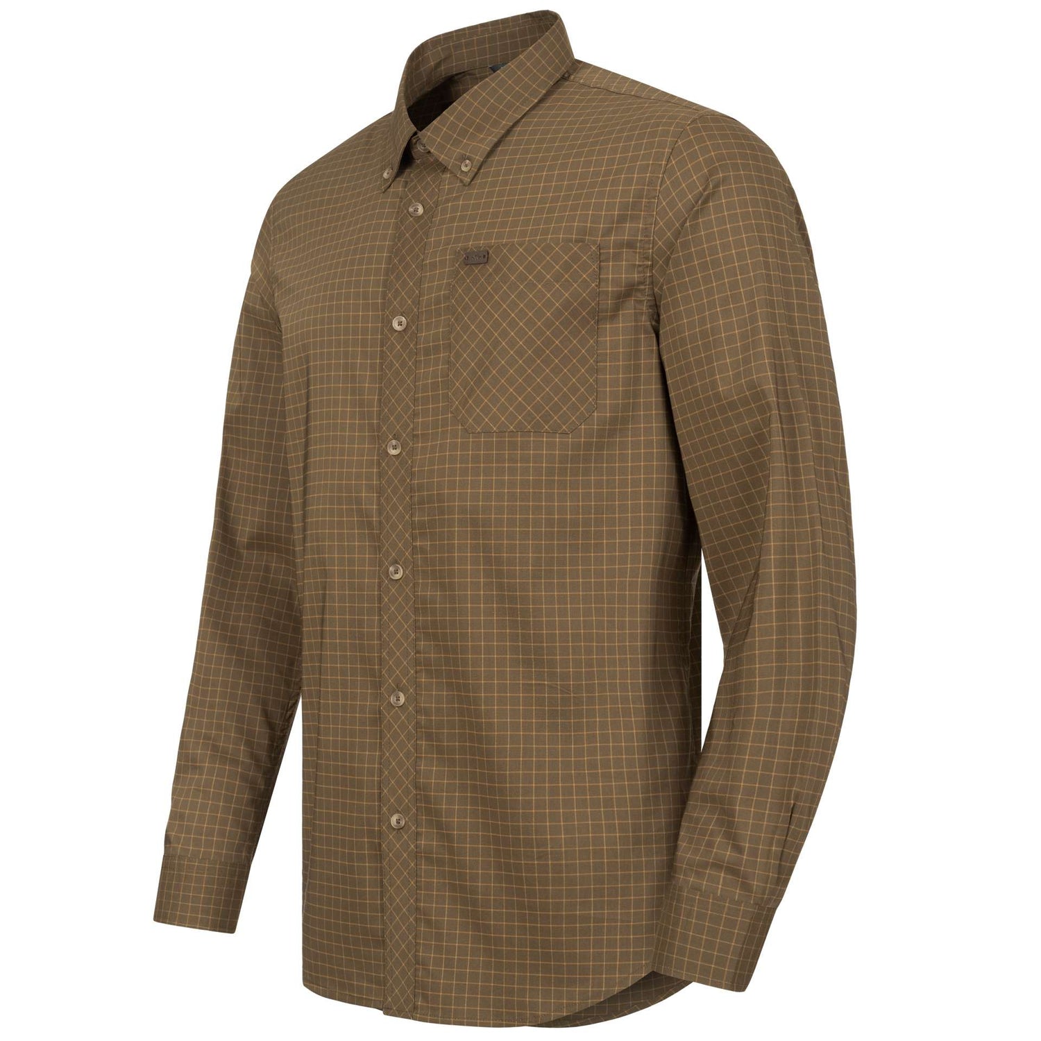 Men's Stretch Shirt Serge OLIVE/GREY CHECKED / XL