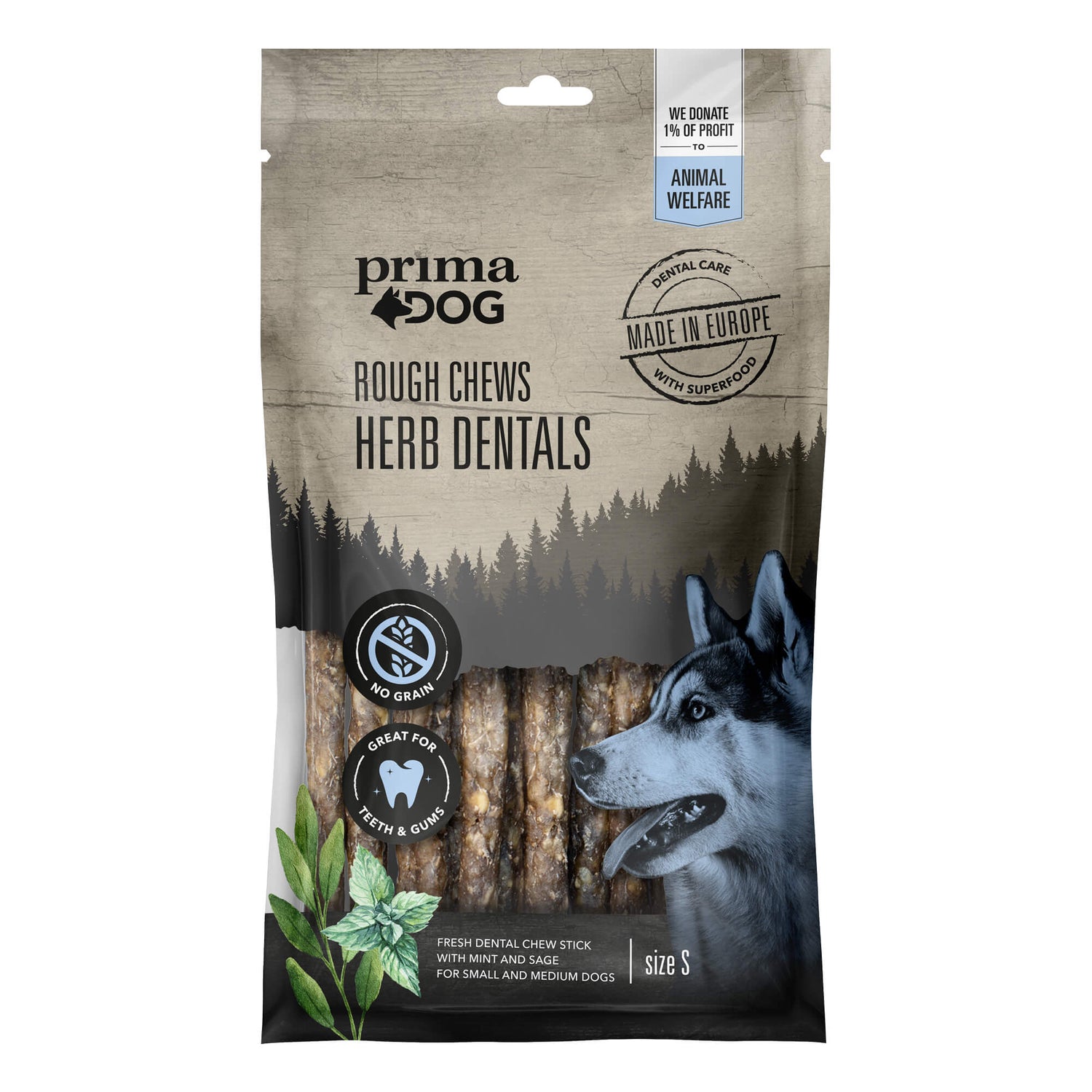 Rough Chews olika smaker 105gr,140gr 175 gr DENTAL MINT-SAGE S 12 CM, 100 G