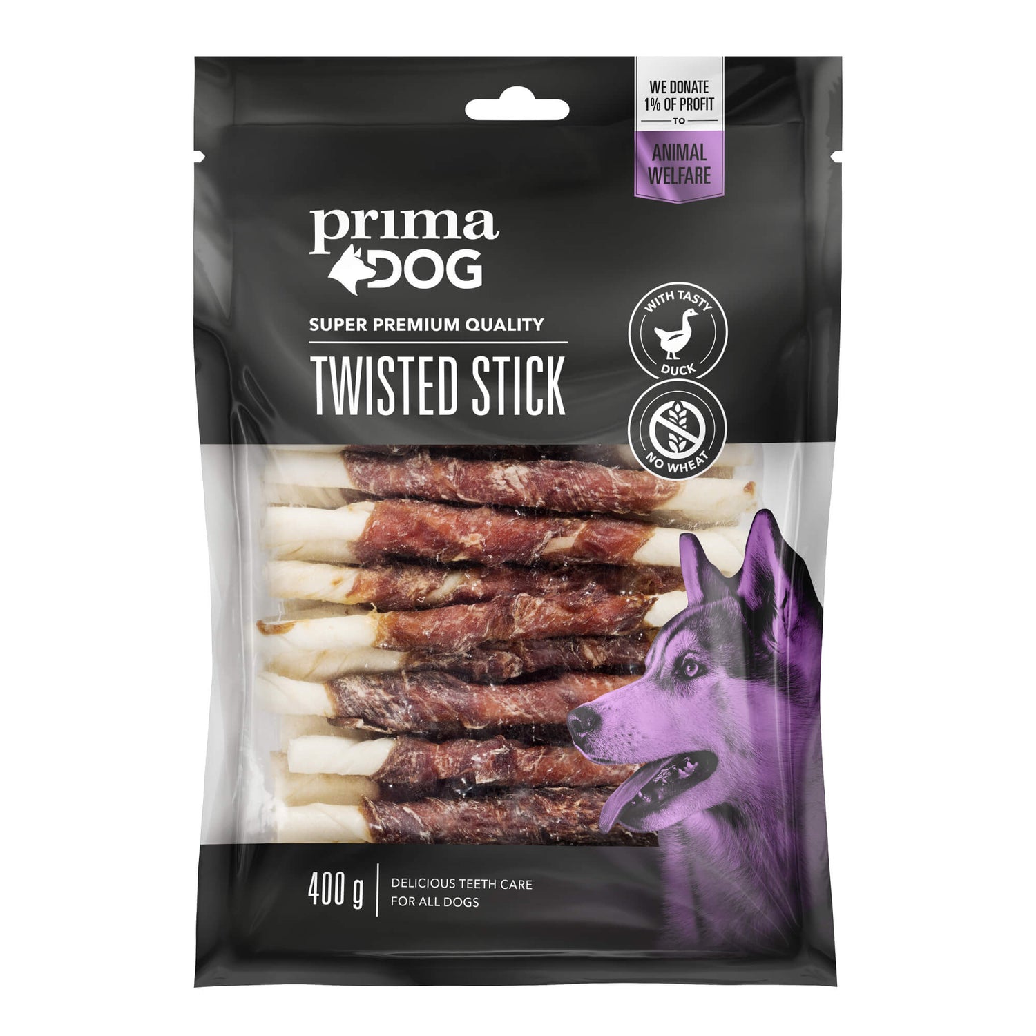 Tuggpinne- Kyckling, Lax, Anka eller Viltkött 100gr-400gr SORT ANKA & LÄNGD 13 CM & ANTAL 45 ST & MÄNGD 400