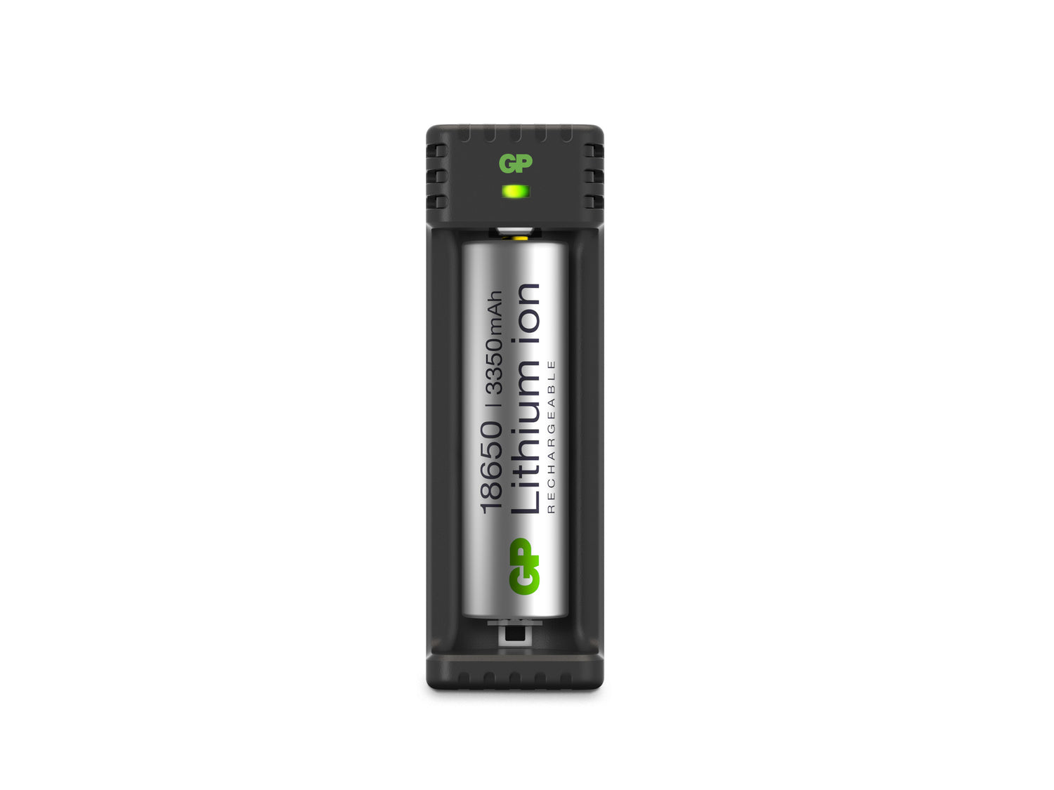 Li-ion batteriladdare 18650, 1 laddkanal, L111, inkl. 1st 3350 mAh SVART / EN STL