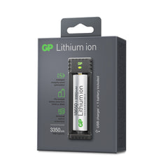 Li-ion batteriladdare 18650, 1 laddkanal, L111, inkl. 1st 3350 mAh SVART / EN STL