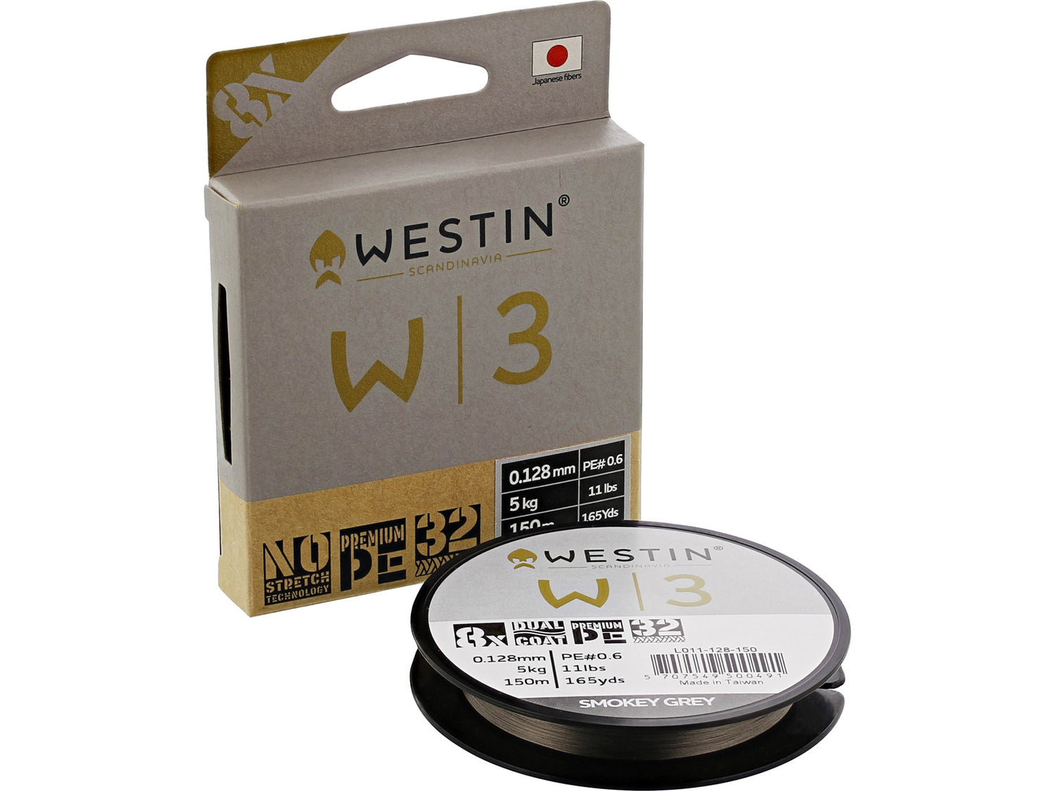 W3 8-Braid 135meter SMOKEY GREY / 0,165 MM