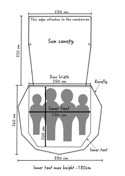 Multitält för Campervans, camping och bil FOREST GREEN / ONE SIZE