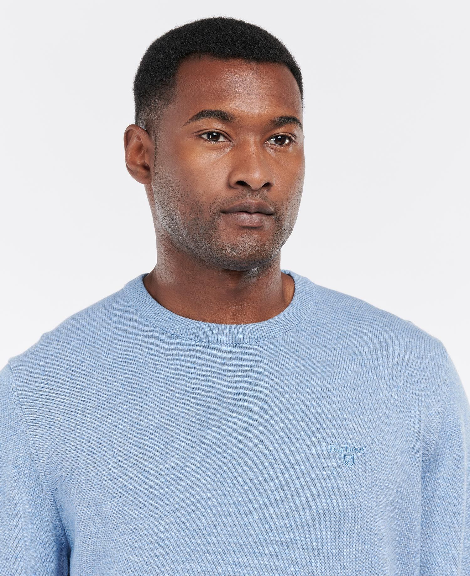 Pima Cotton Crew Neck Jumper Men DK CHAMBRAY / S