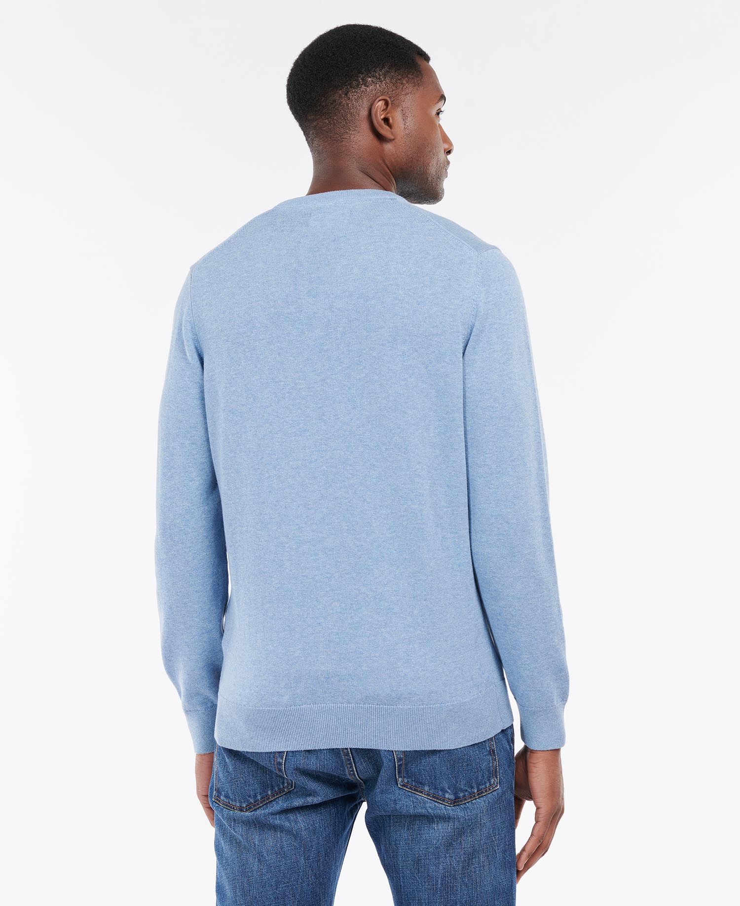 Pima Cotton Crew Neck Jumper Men DK CHAMBRAY / S