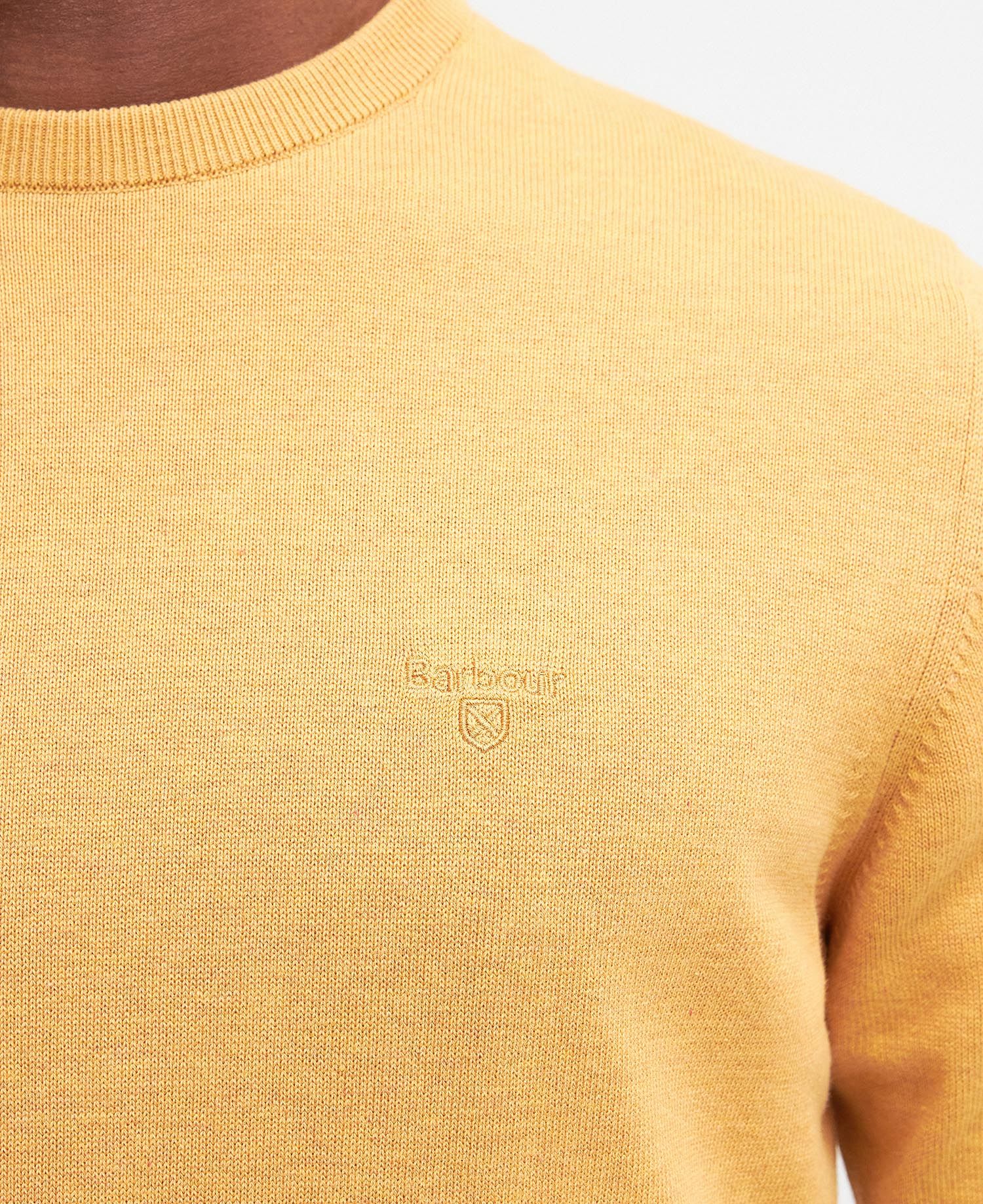 Pima Cotton Crew Neck Jumper Men HONEY GOLD / S