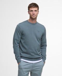 Pima Cotton Crew Neck Jumper Men VINTAGE TEAL / M