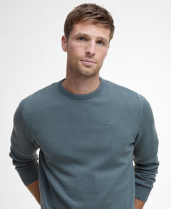 Pima Cotton Crew Neck Jumper Men VINTAGE TEAL / M