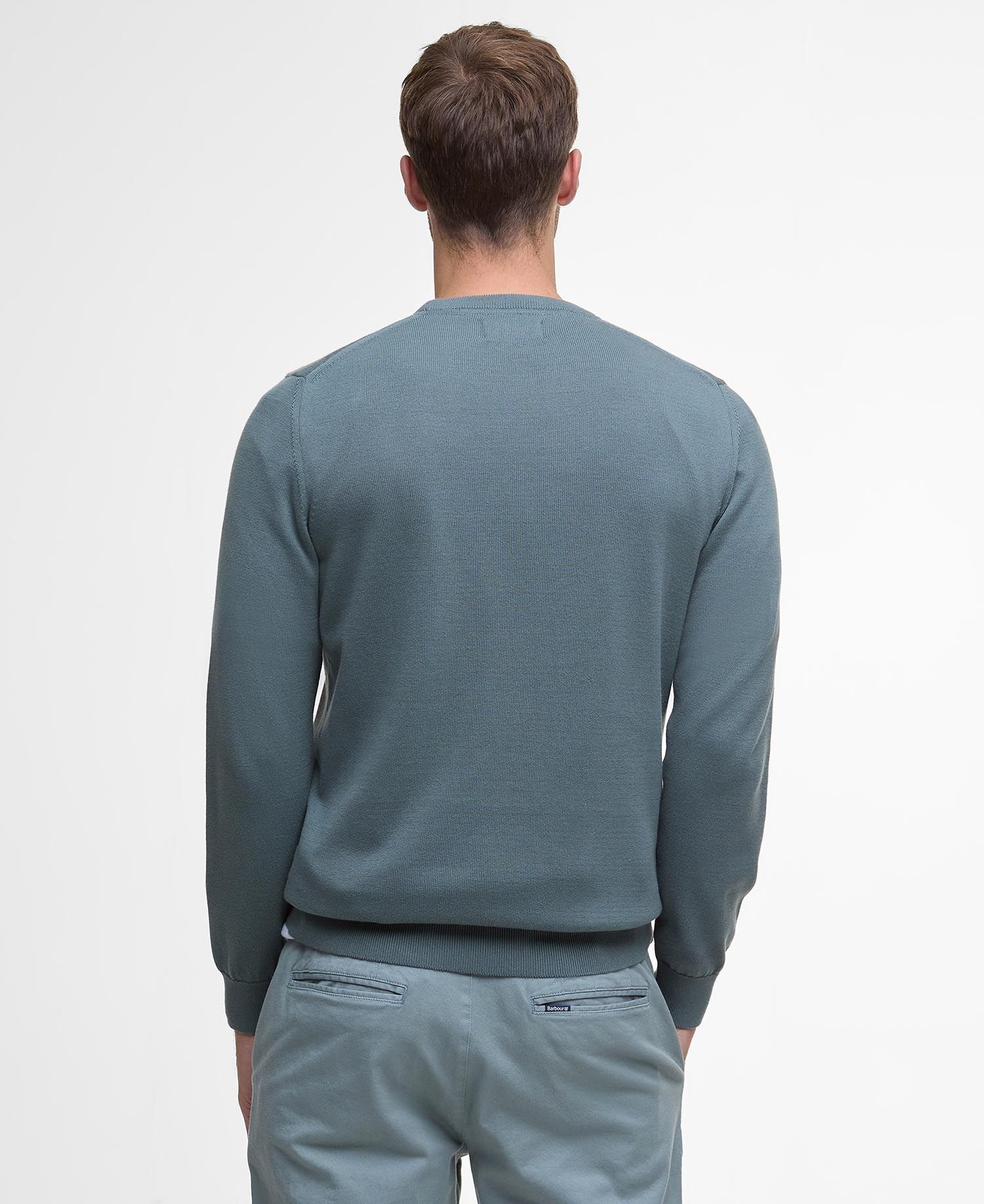 Pima Cotton Crew Neck Jumper Men VINTAGE TEAL / M