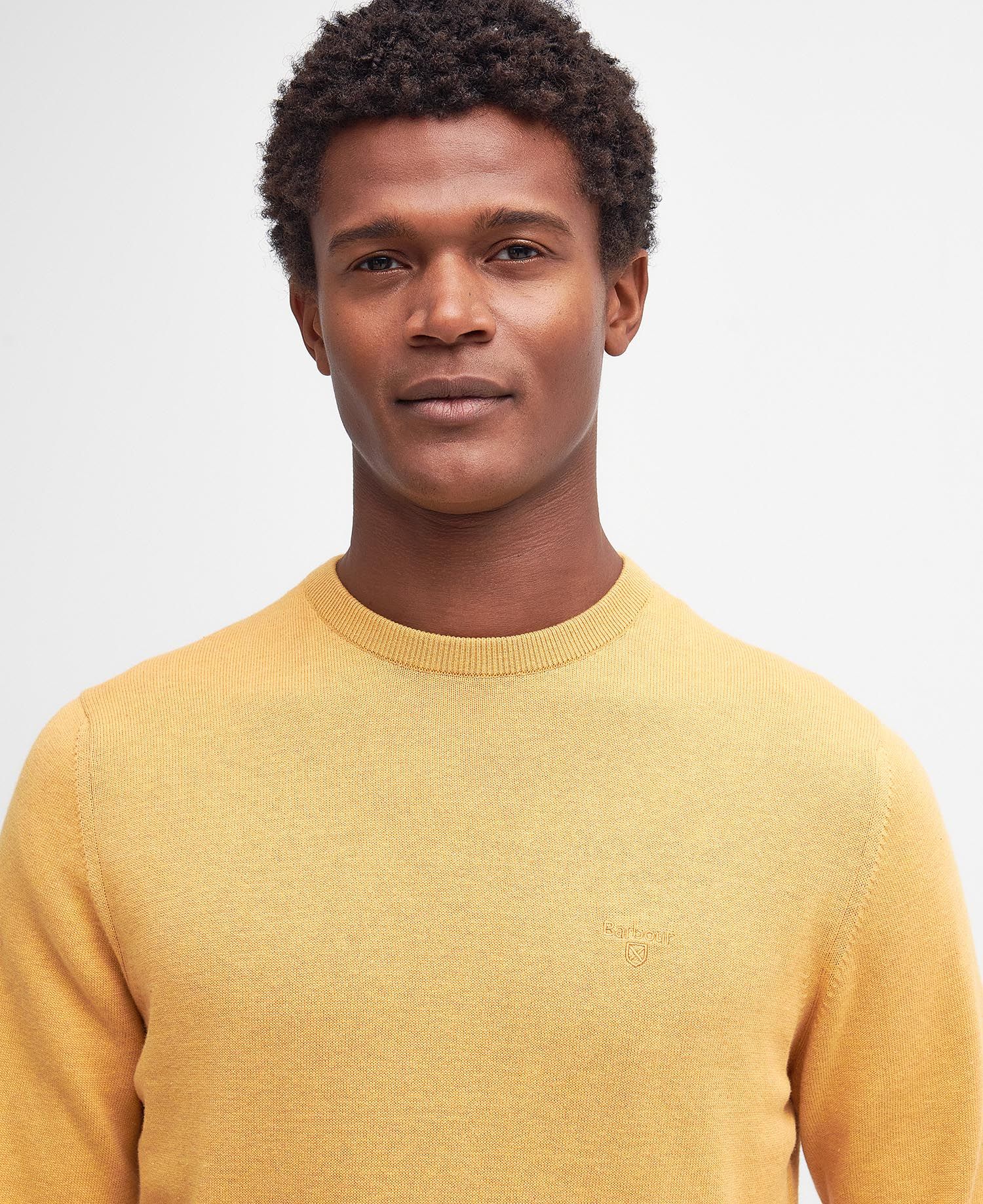 Pima Cotton Crew Neck Jumper Men HONEY GOLD / L