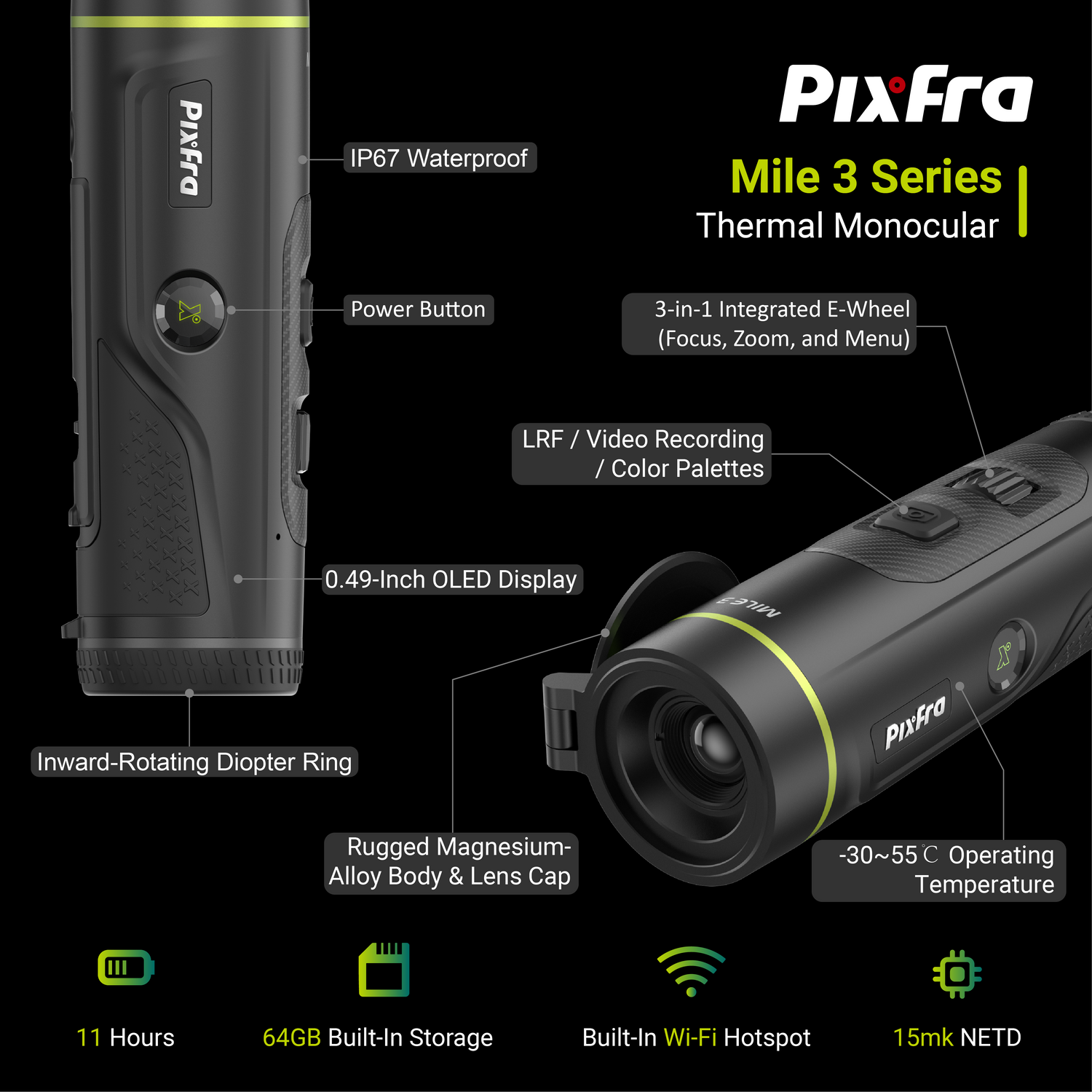 Mile M3 640x512 LRF, 25 mm Värmekamera Med Laseravståndsmätare