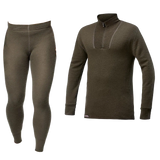 Woolpower 200 paket över & underdel Unisex Forest Green (Zip turtleneck)